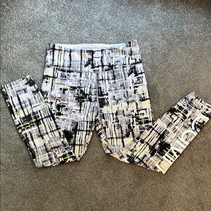 Calvin Klein Performance Abstract Print Leggings in Black, Grey, Yellow & White